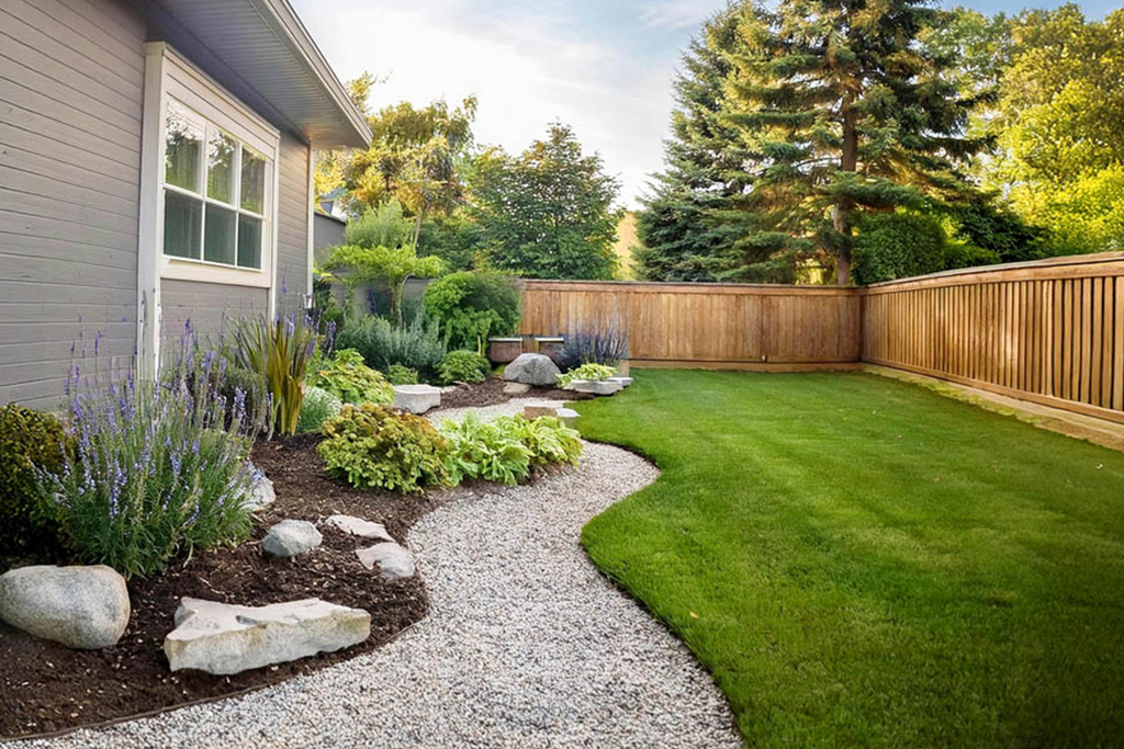 landscaping and tree